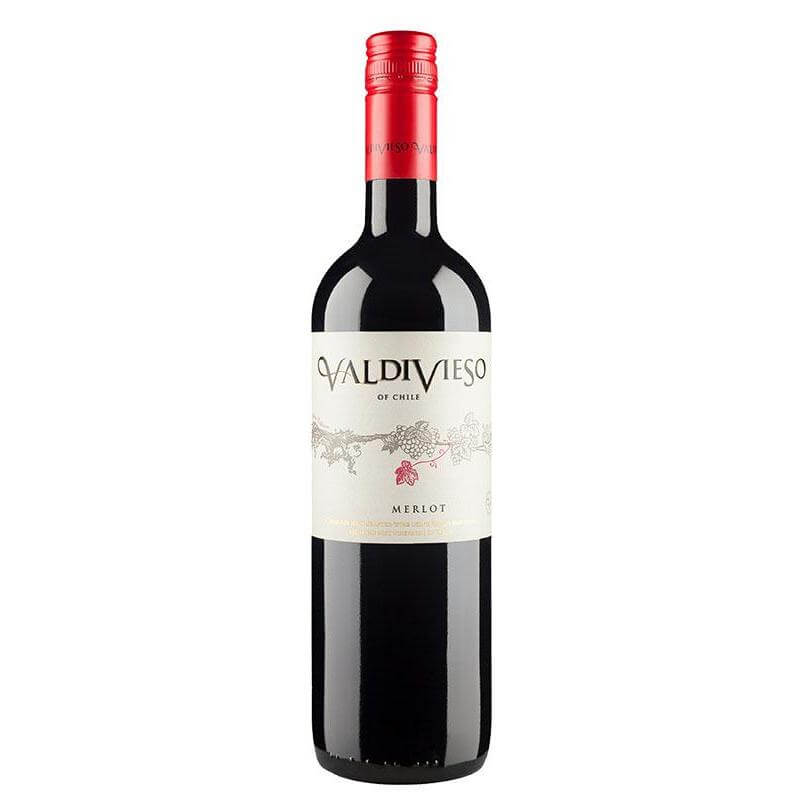Valdivieso Merlot wine bottle showcasing its elegant design and deep ruby color.