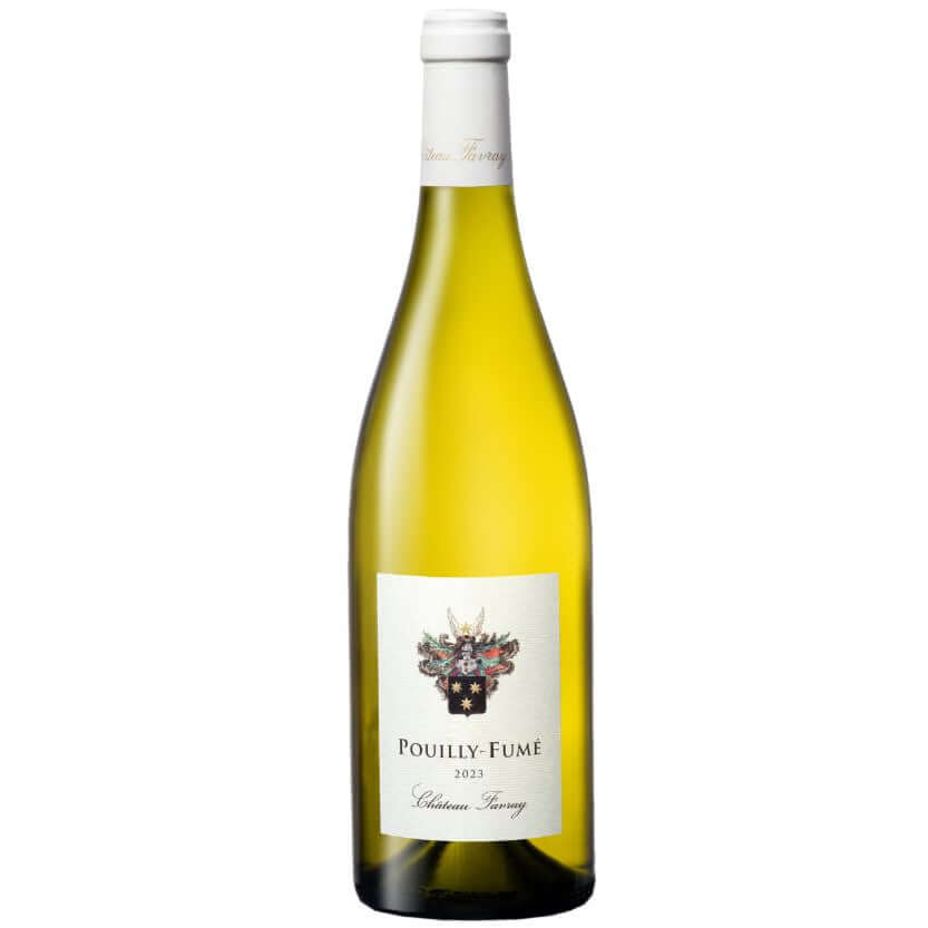 Chateau Favray Pouilly Fume white wine bottle with elegant design and pale straw color.