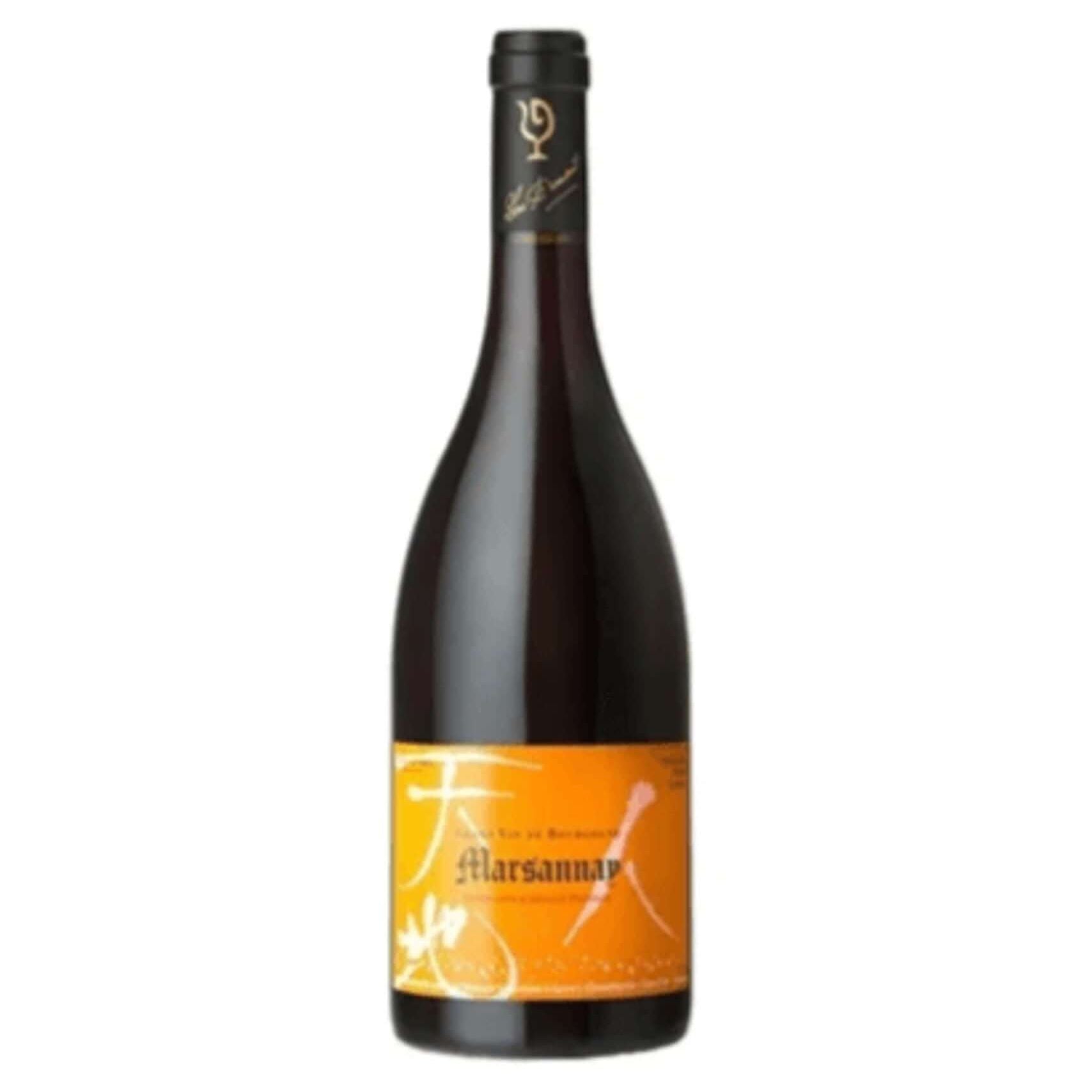 Lou Dumont Marsannay Rouge wine bottle featuring its distinctive label and deep garnet color.