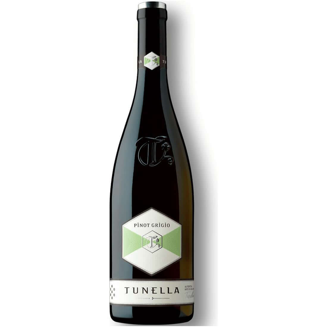 La Tunella Pinot Grigio wine bottle from North Italy with a green and white label