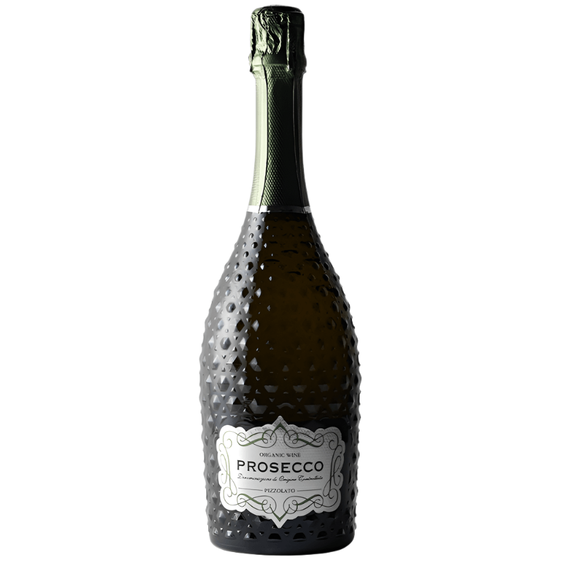 Pizzolato Spumante Prosecco Brut M-Use in a reusable bottle with unique design and fine bubbles.