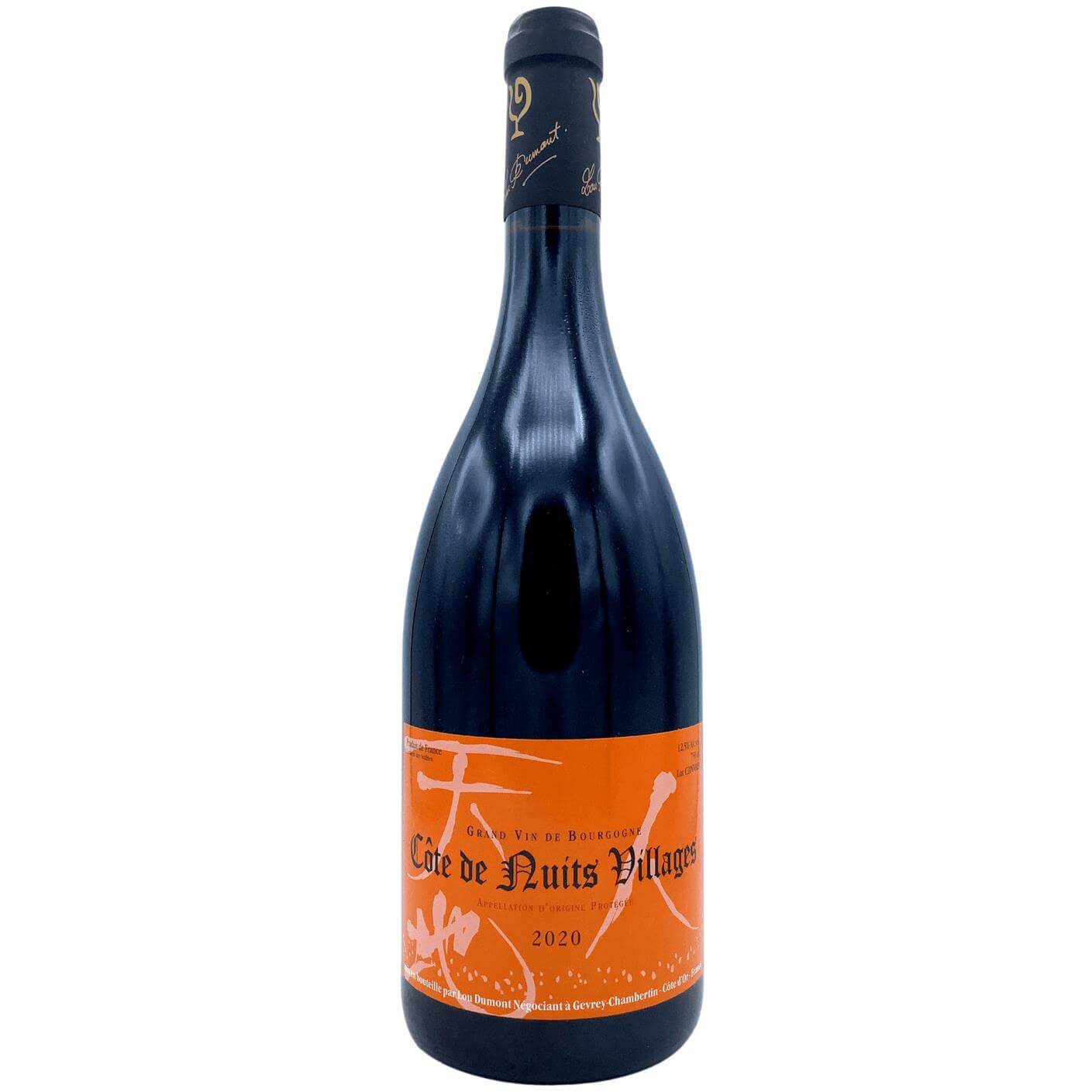 Lou Dumont Cotes De Nuits Villages Rouge wine bottle with orange label