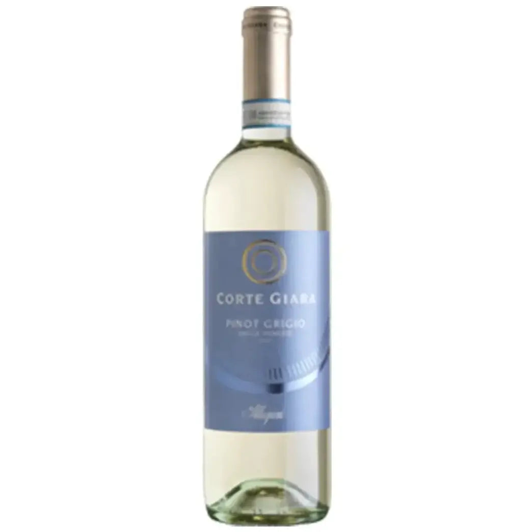 Corte Giara Pinot Grigio Delle Venezie Igt white wine bottle with light green label and gold accents.