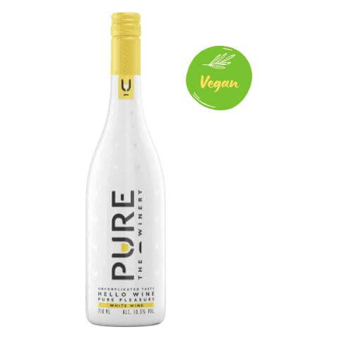 Pure The Winery Zero Sugar White Wine VEGAN bottle with a green vegan logo