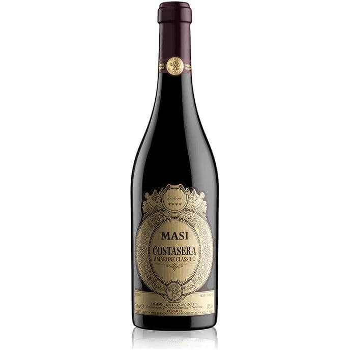 Masi Costasera Amarone Classico wine bottle with a gold label