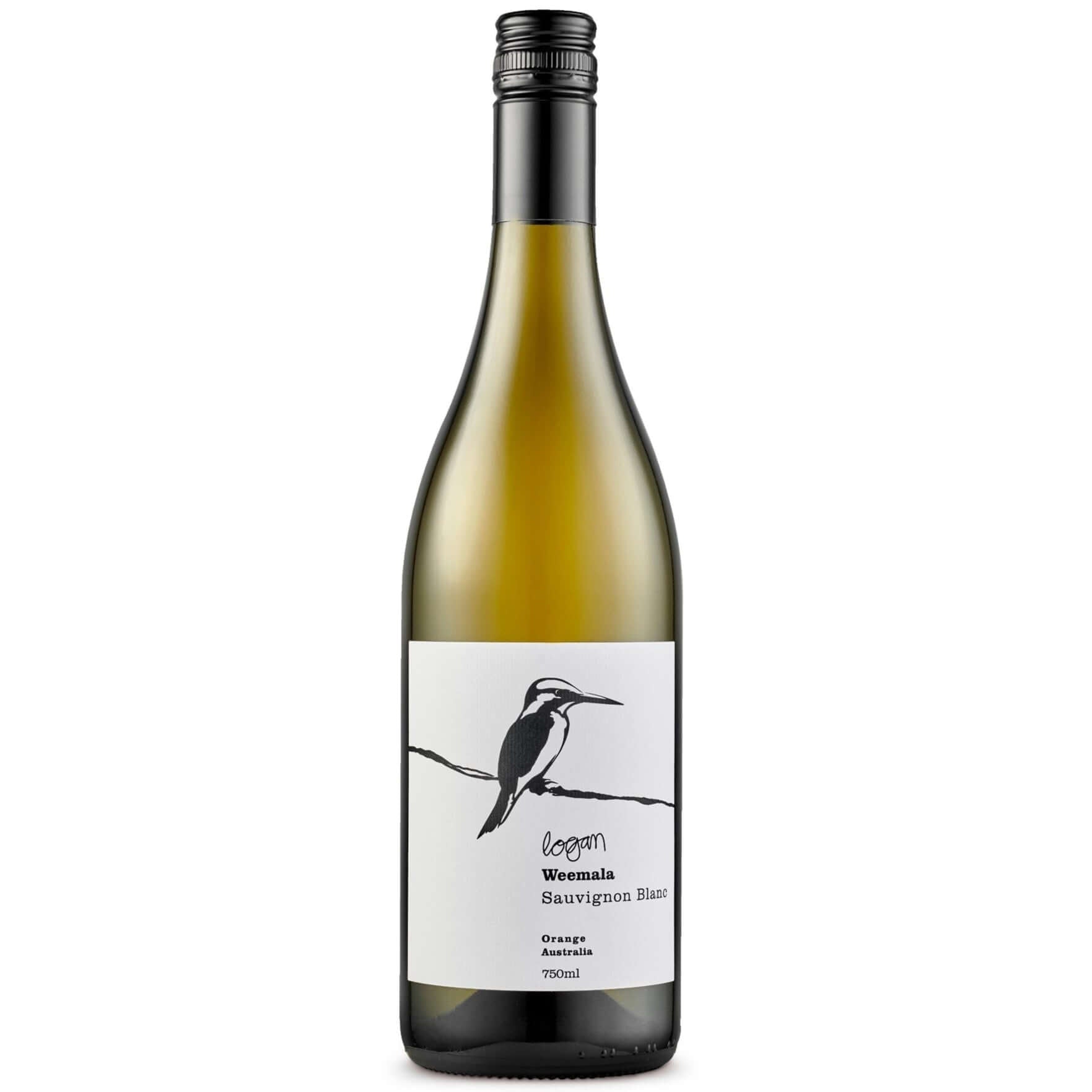 Logan Weemala Sauvignon Blanc bottle featuring a minimalist label design and vibrant greenish hue.