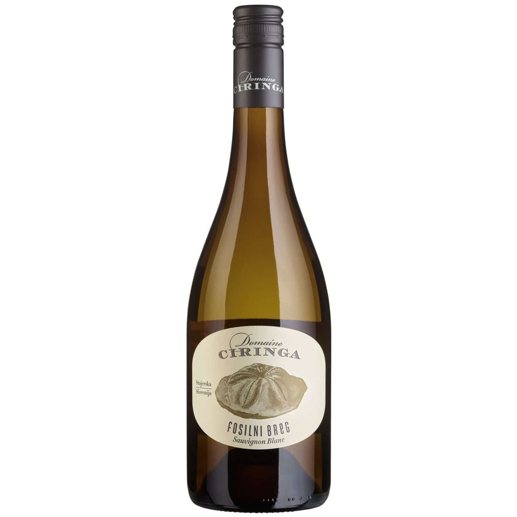 Domaine Ciringa Sauvignon Blanc from Stajerska, Slovenia, with a fossil illustration on the label