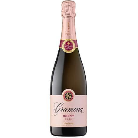 Gramona Rose Roent sparkling rosé from Penedes, Spain, with a pink label and foil