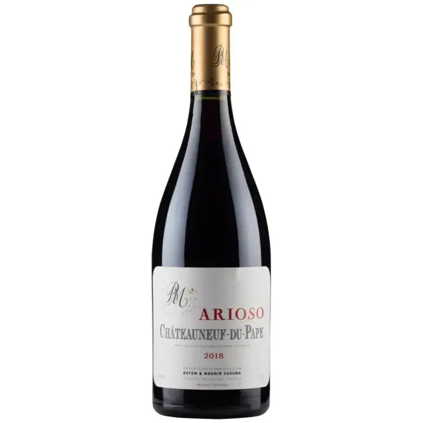 Rotem & Mounir Saouma "Arioso Clos Saouma" Chateauneuf Du Pape Rouge wine bottle, vintage 2018.