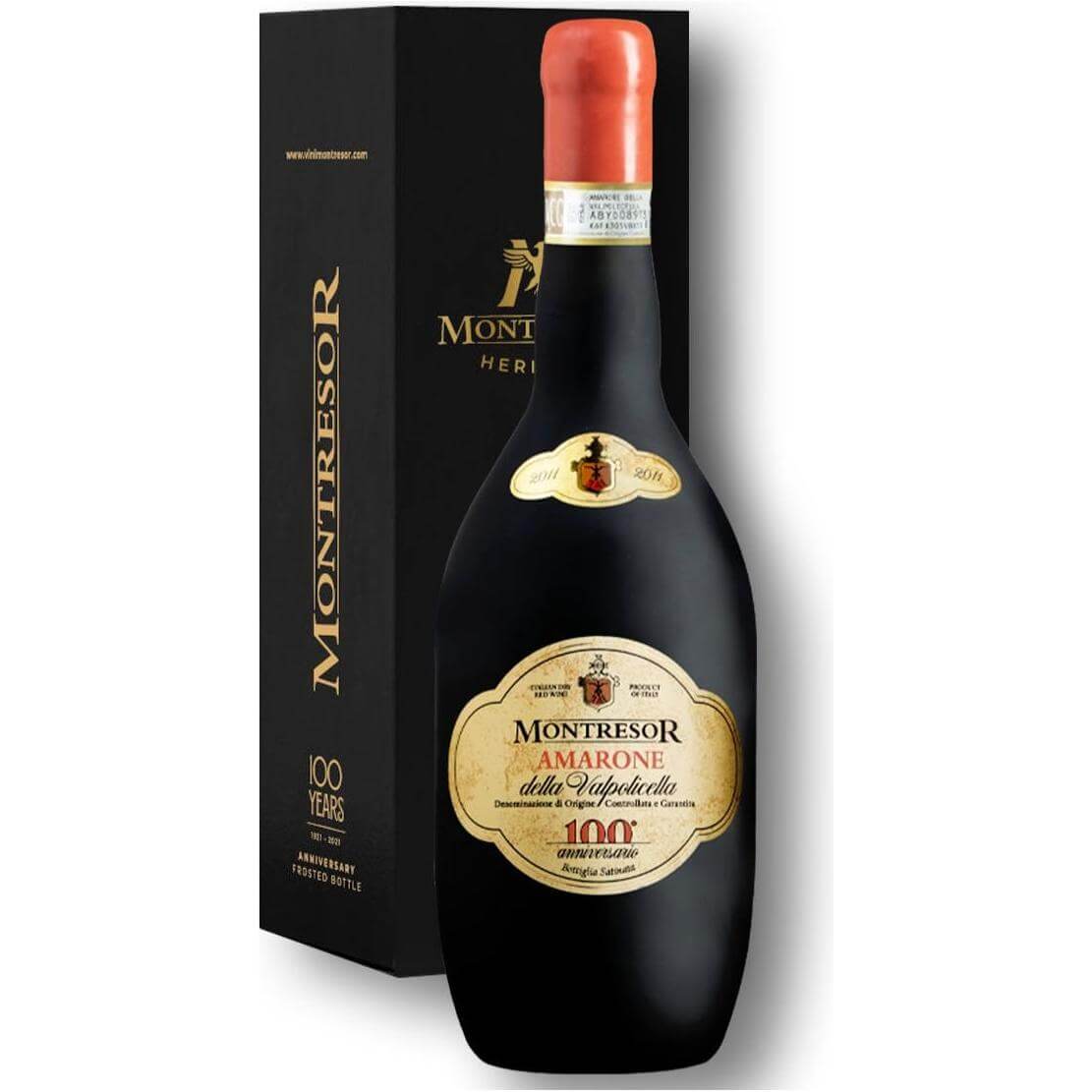 Montresor Amarone Della Valpolicella (Satinato) 100th Anniversary bottle and packaging image.