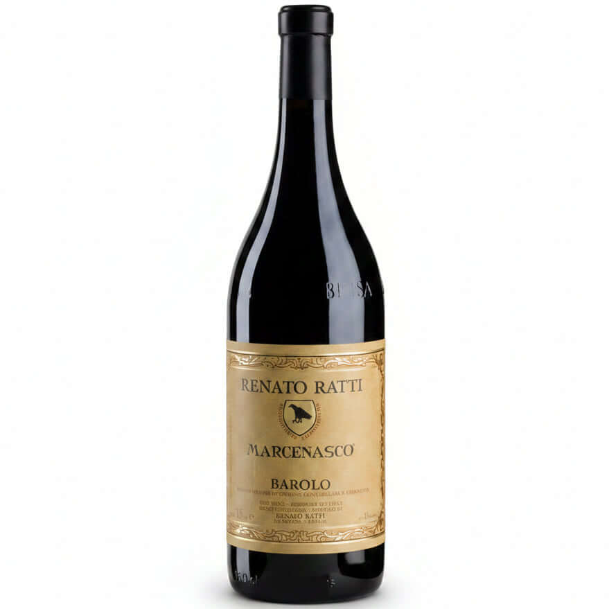Wine bottle with 'Renato Ratti' label on a white background