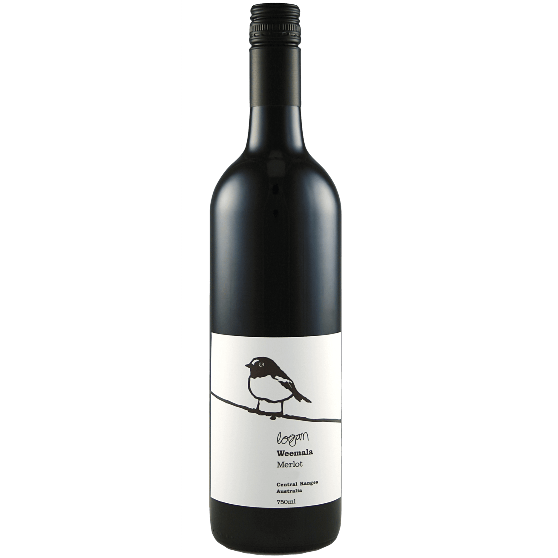 Logan Weemala Merlot wine bottle with bird illustration on the label