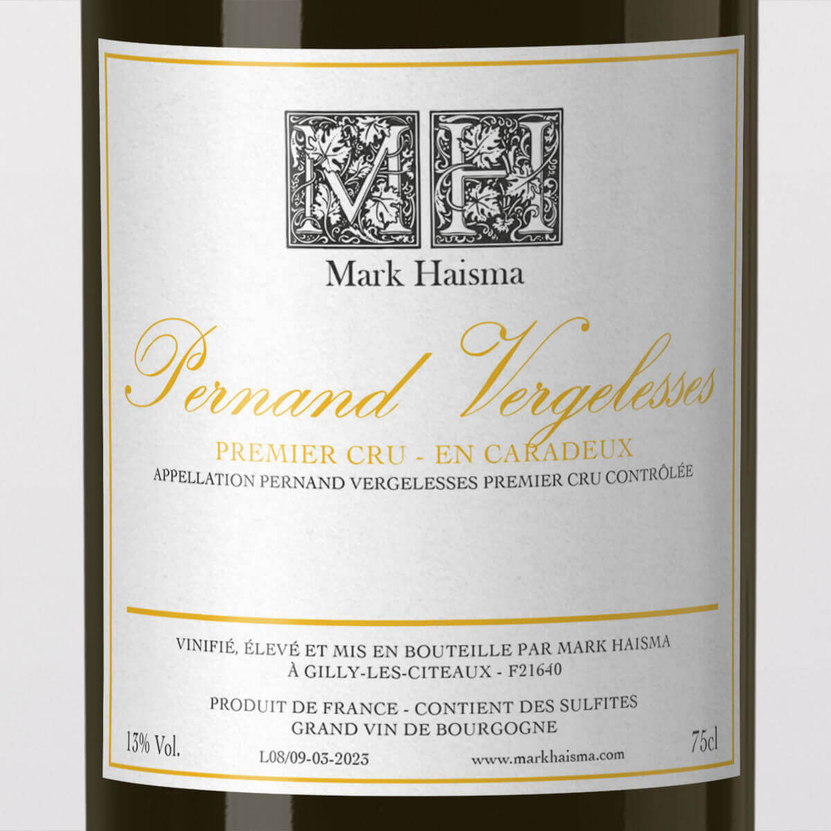 Mark Haisma Pernand Vergelesses 1Er Cru En Caradeux wine label from Burgundy, France