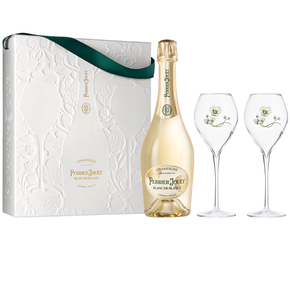 Perrier‐Jouet Blanc De Blancs with 2 wine glasses in Gift box - Curated Wines