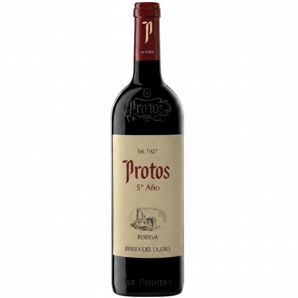 Bodegas Protos Reserva Ribera Del Duero red wine bottle with cream label and red text