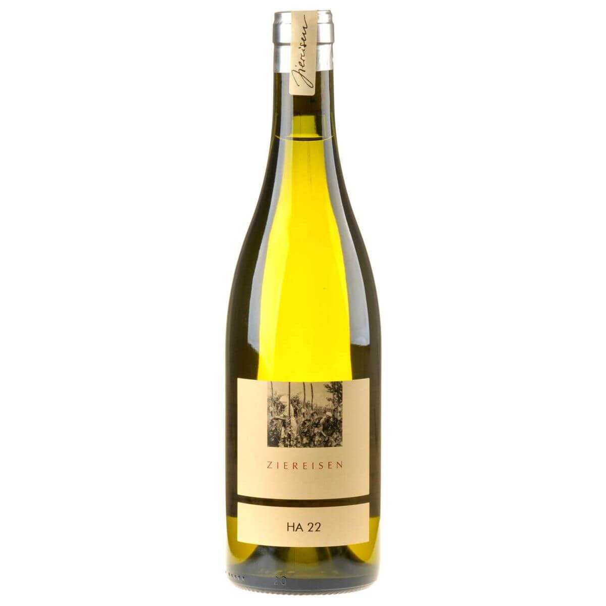 Ziereisen HA- Hard Chardonnay bottle showcasing its golden color and elegant label design.